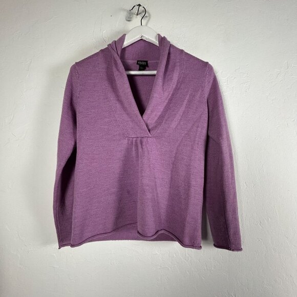 Eileen Fisher Petite Womens Size PP Merino Wool Knit Pullover Sweater Lavender - Picture 1 of 8